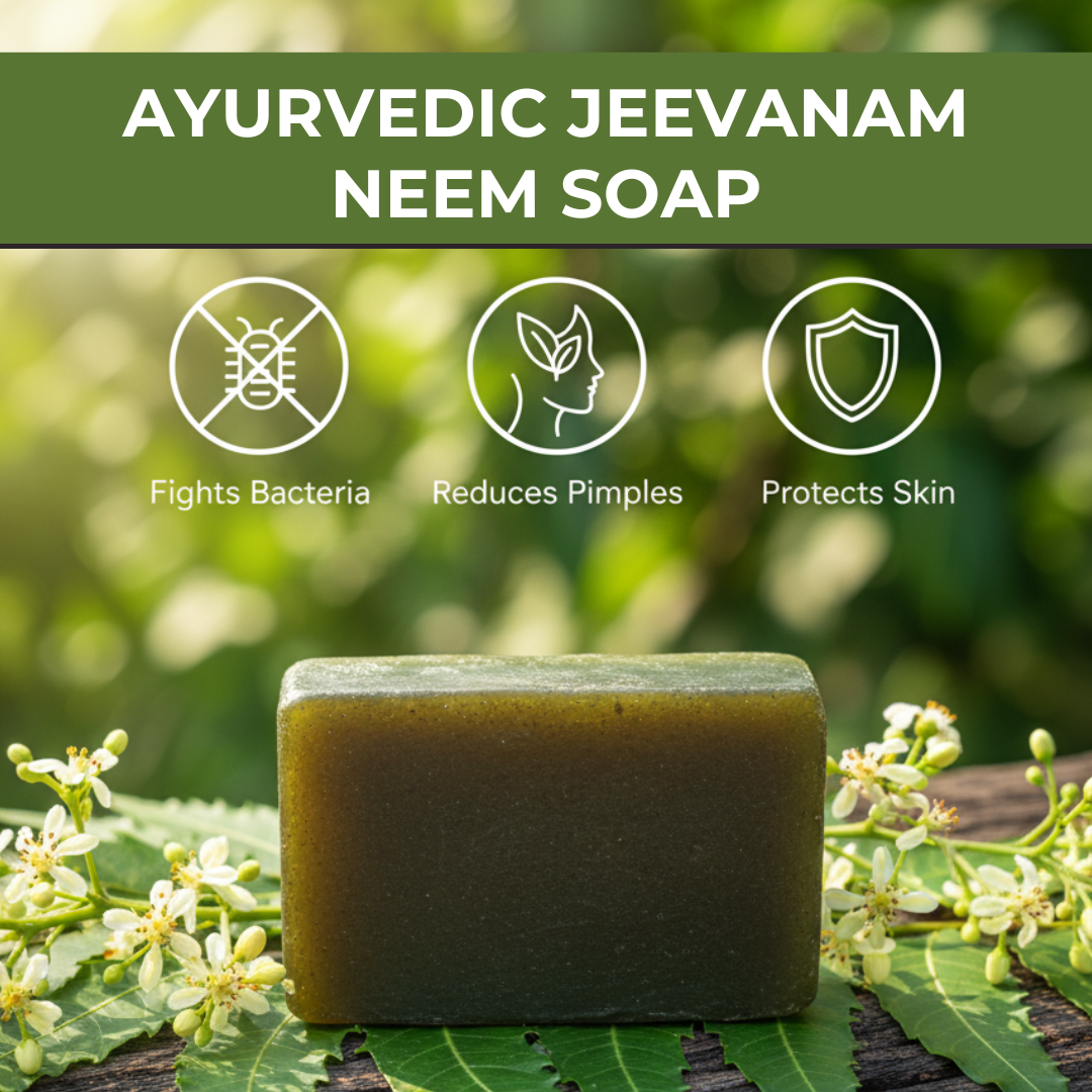 Ayurvedic Jeevanam Anti-Acne & Clear Skin Neem Soap For Face & Body