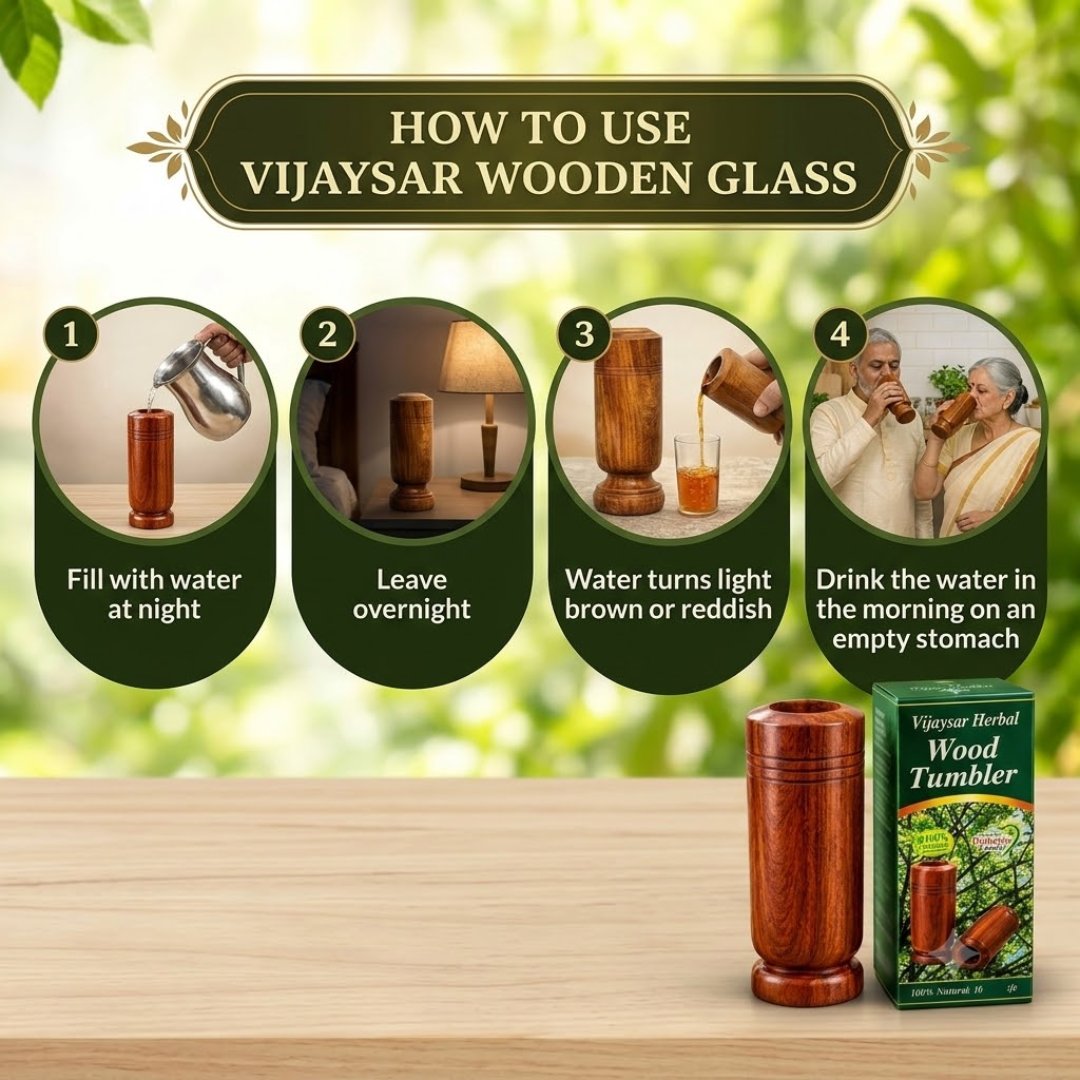 Vijaysar Wooden Glass – Ayurvedic Diabetes & Sugar Control Tumbler (100 ml)