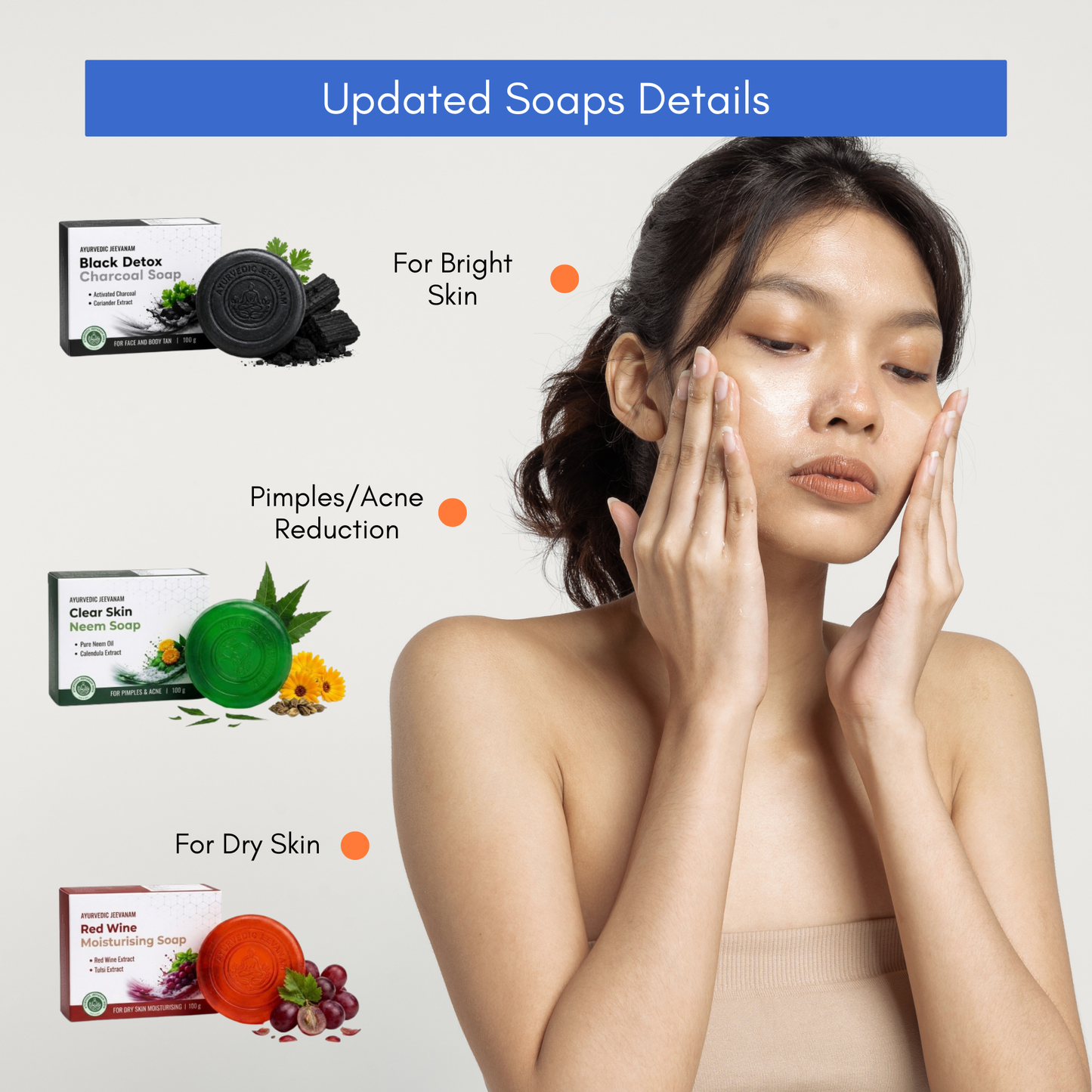 Combo of New & Improved Black Detox Charcoal, Neem and Red Wine Soap for Face & Body (For Both Male & Female)