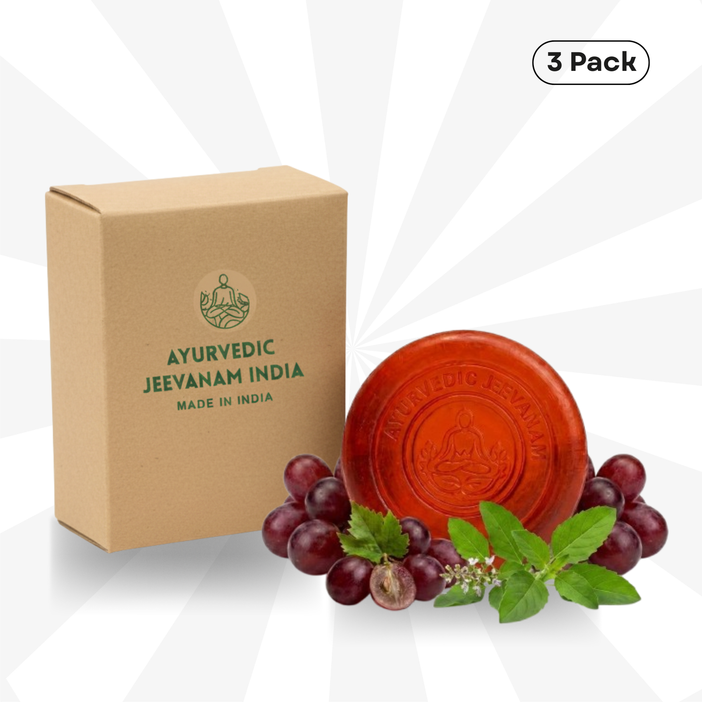 Ayurvedic Jeevanam Red Wine Moisturising Soap For Face & Body